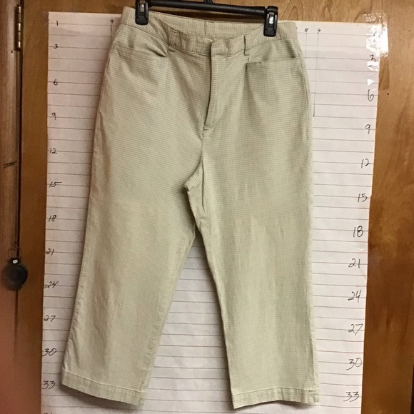 FADED GLORY STRETCH women's green and white, check pattern, plus sz, capris sz14 - Picture 2 of 5